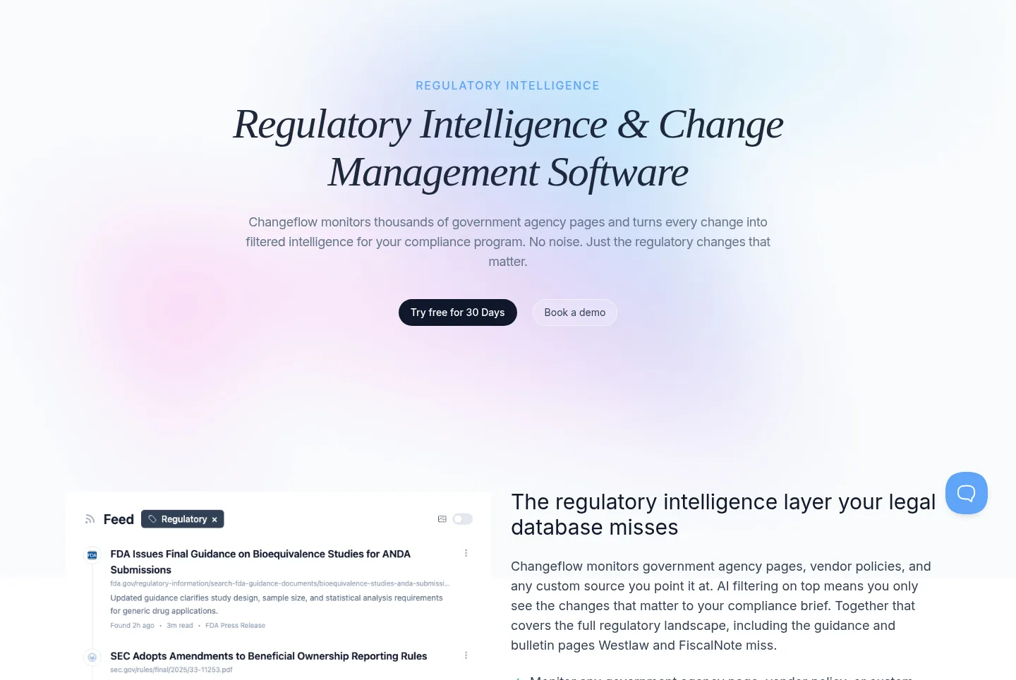 changeflow.com — a real Hero section