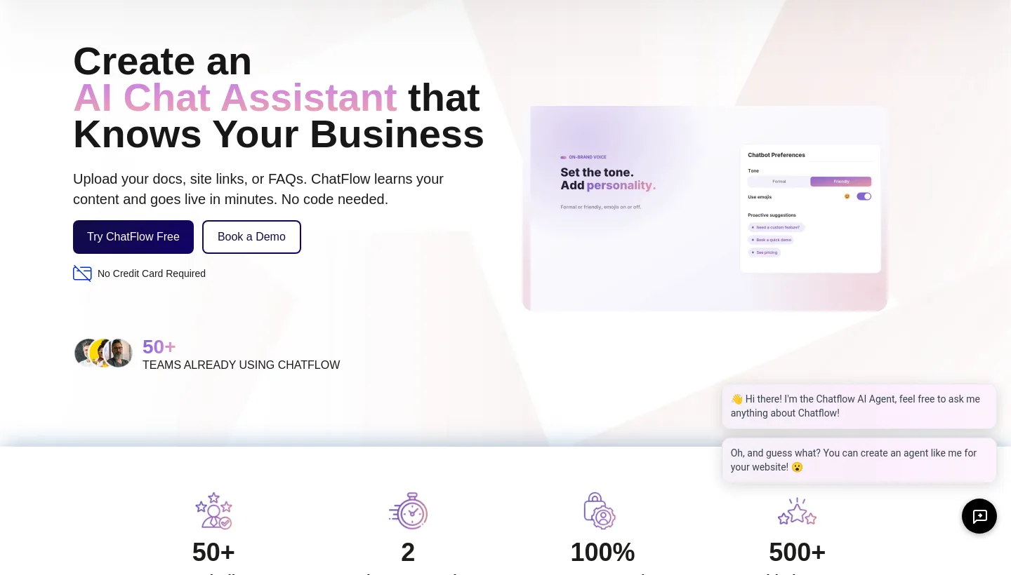 chatflow.co — a real Hero section