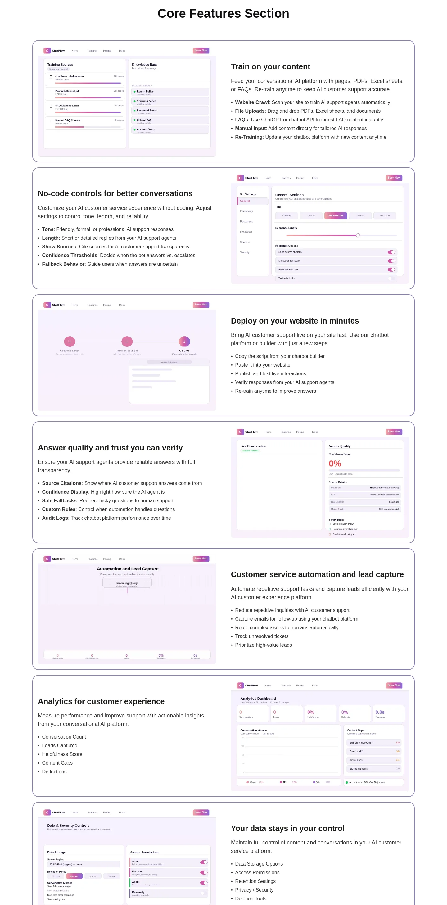chatflow.co FAQ section