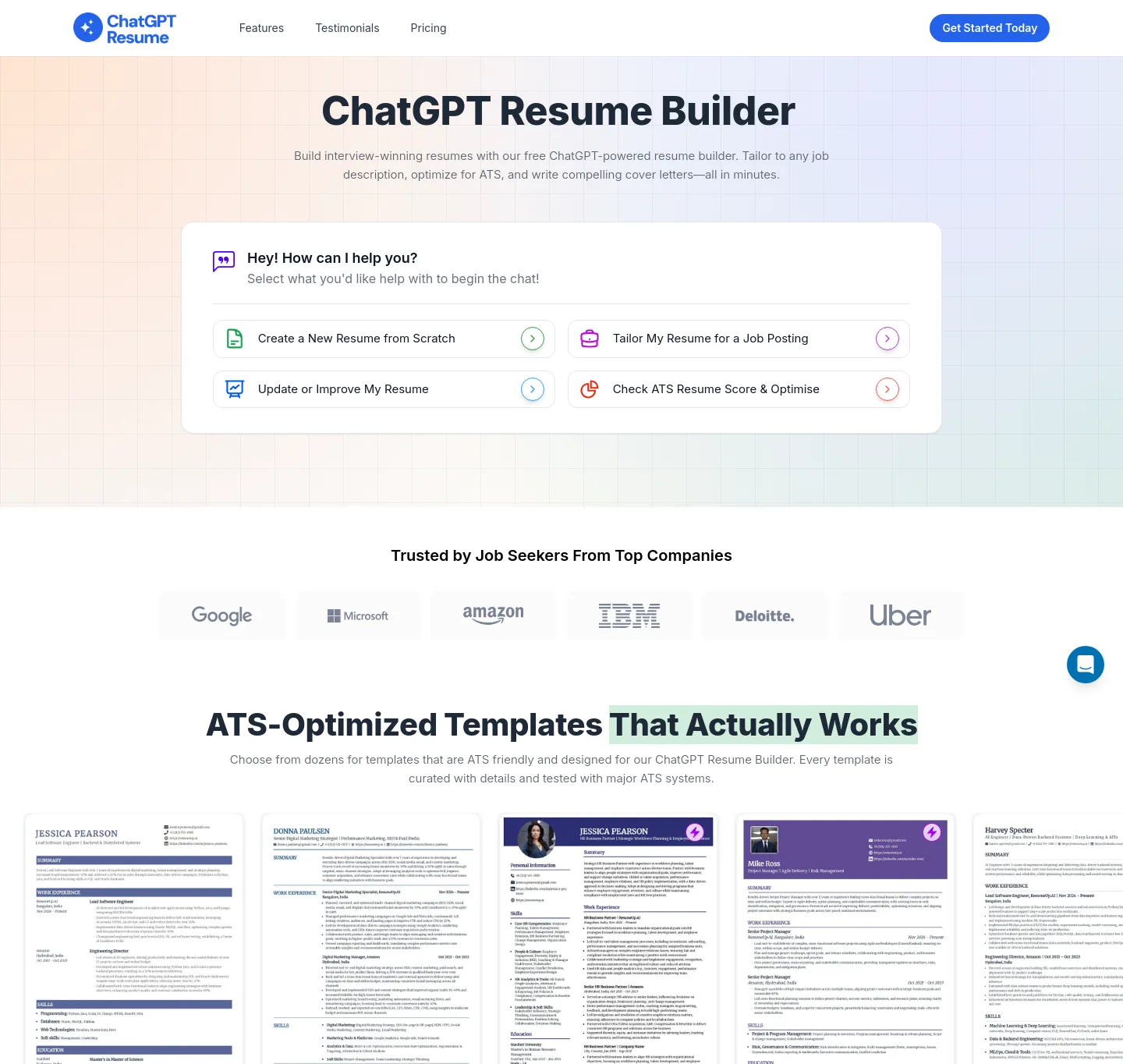 chatgptresume.com — Hero + Logo Wall + Pricing + FAQ