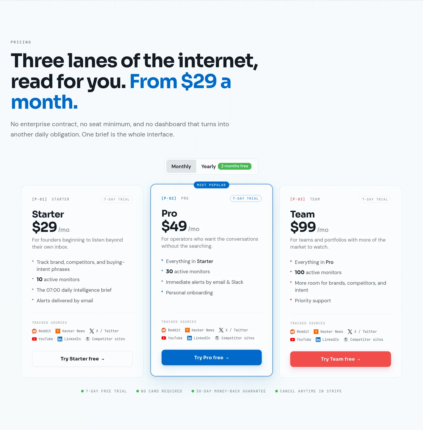 chattersift.com — a real Pricing section