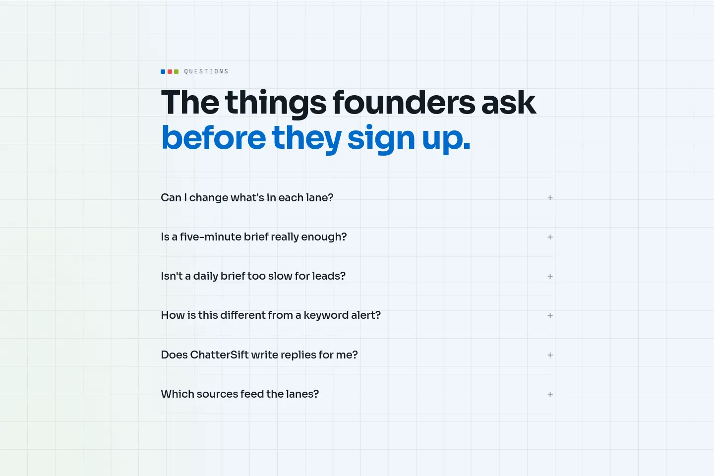 chattersift.com — a real FAQ section