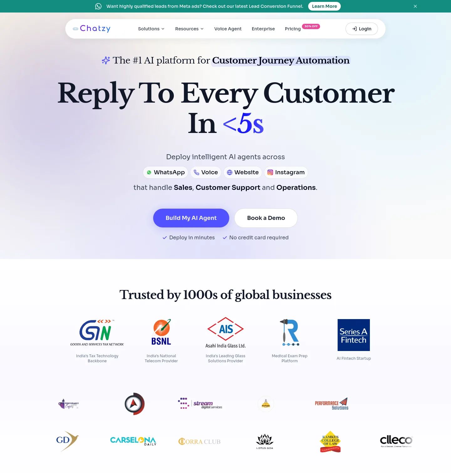 chatzy.ai Hero section