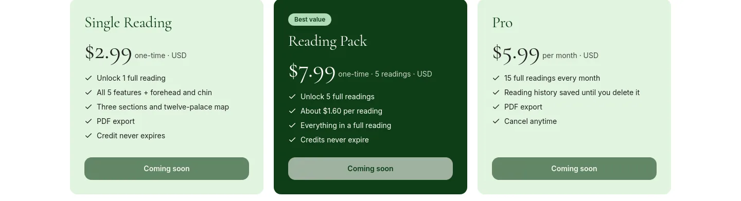 chineseface.app — Pricing