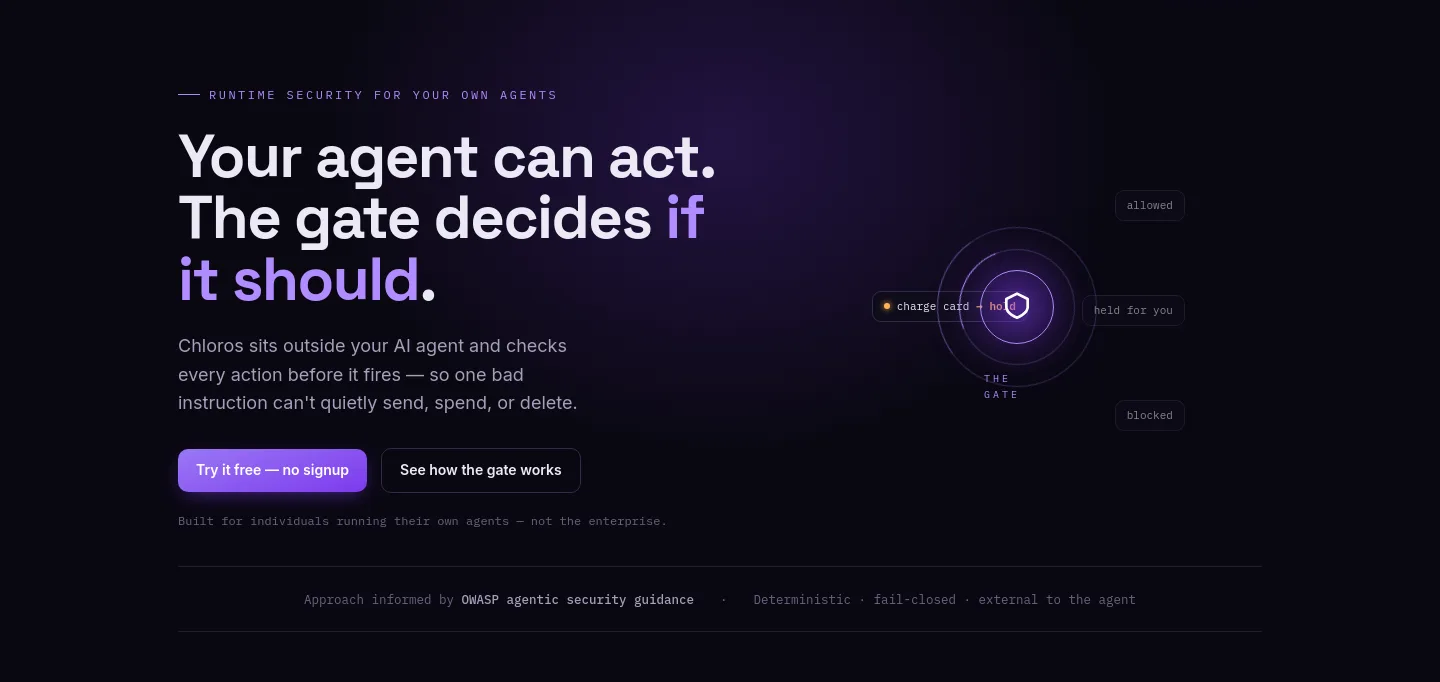 chloros.io — a real Hero section