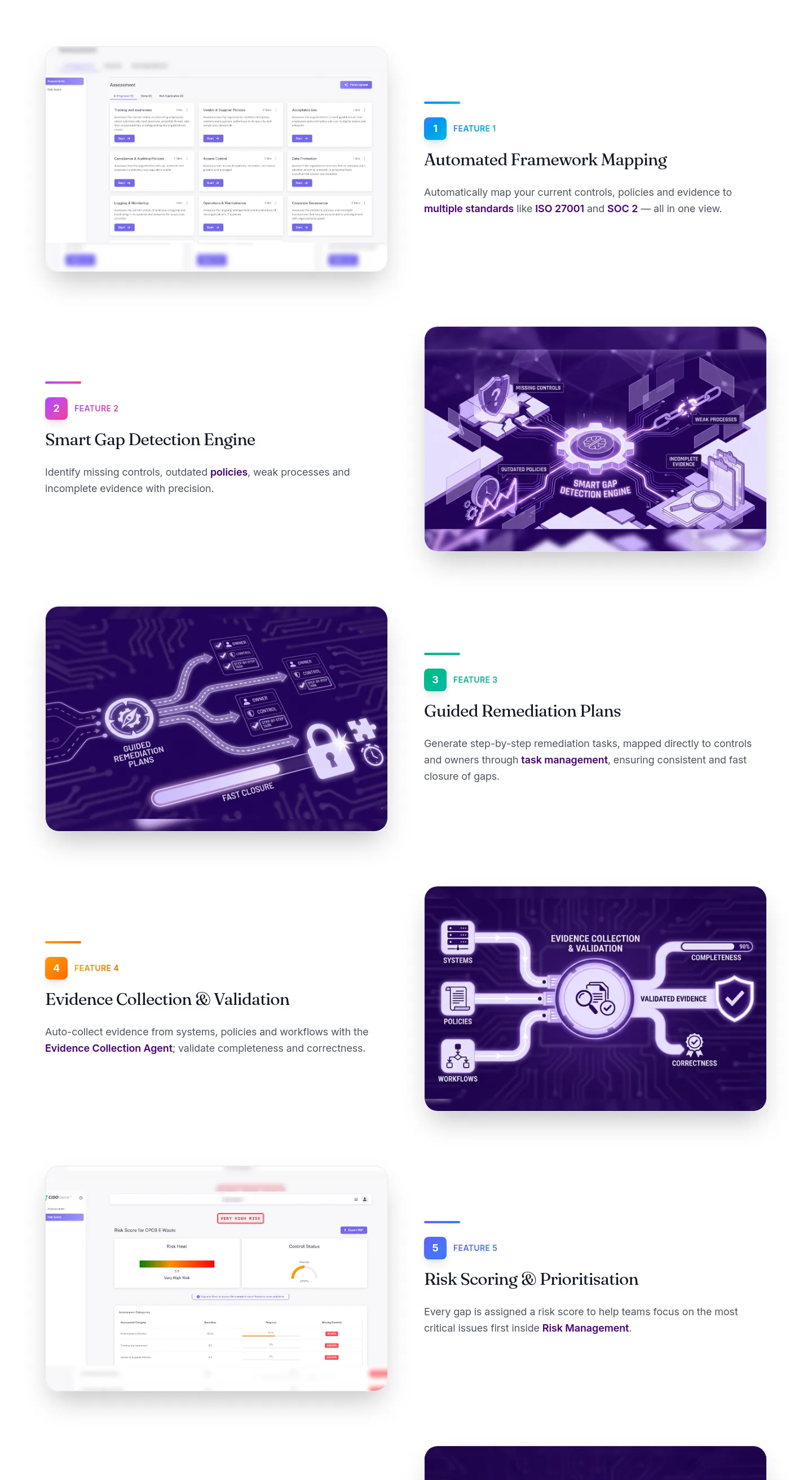 cisogenie.com — a real Features section