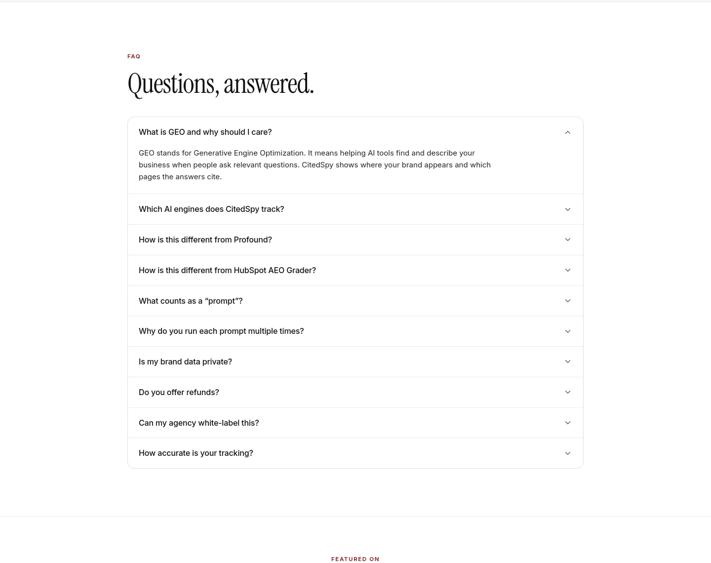 citedspy.com FAQ section