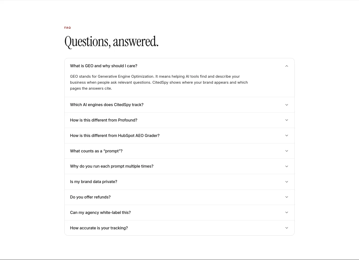 citedspy.com FAQ section