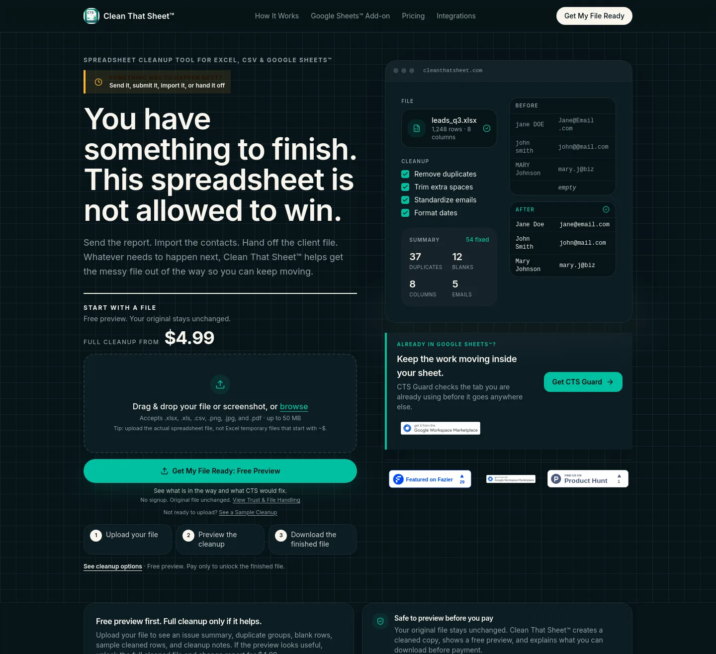 cleanthatsheet.com — a measured funnel