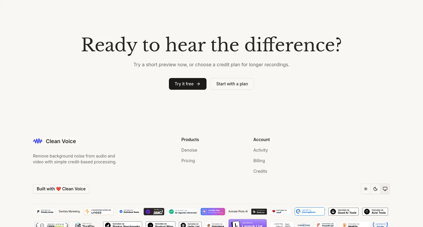 cleanvoice.app CTA section