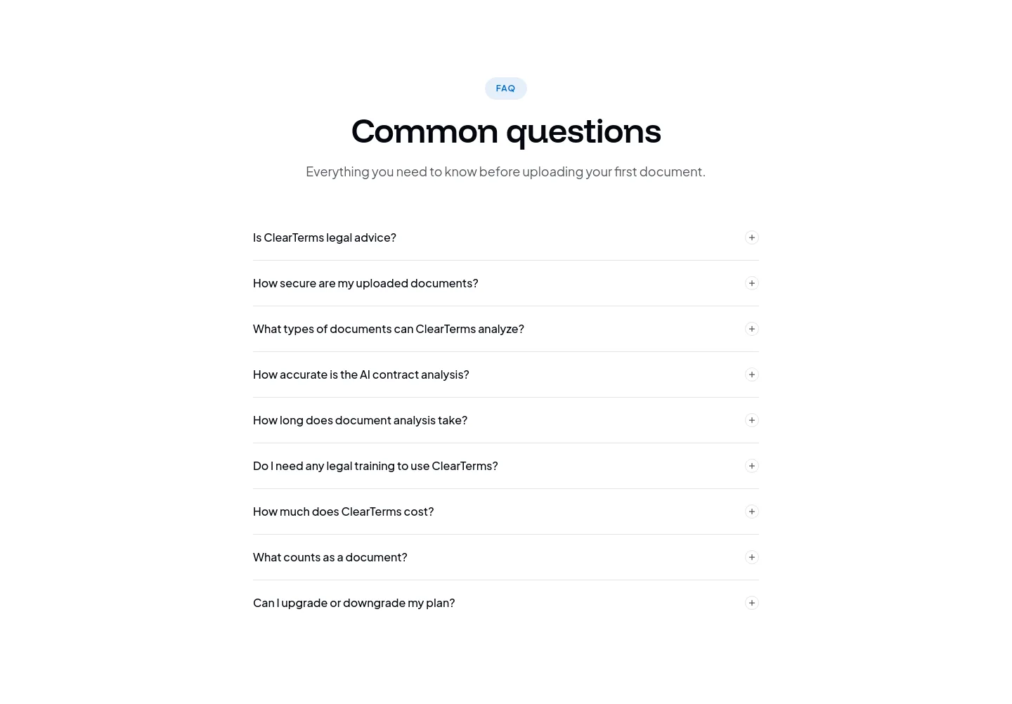 clearterms.co FAQ section