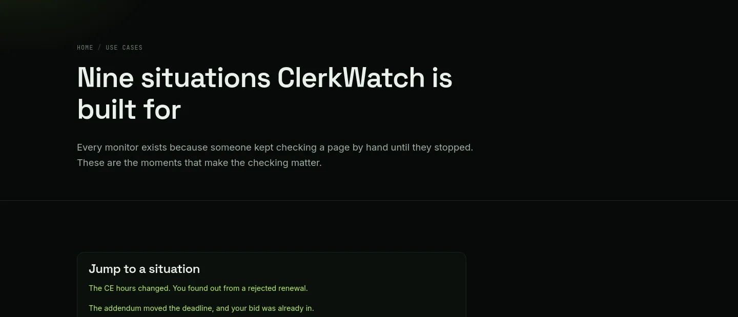 clerkwatch.com Hero section