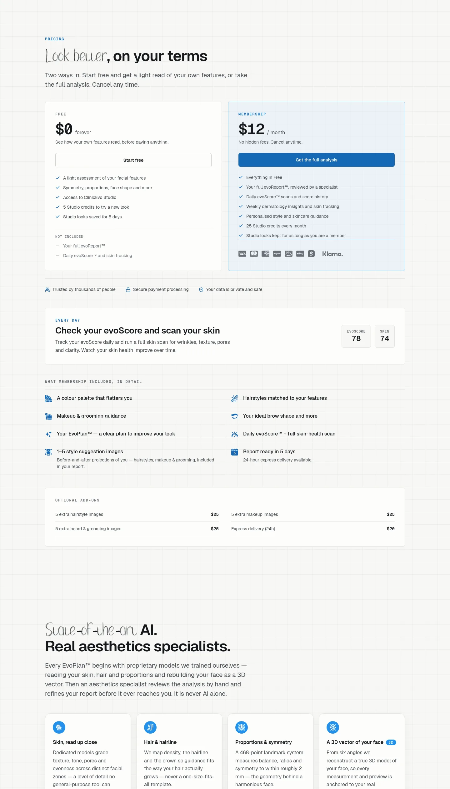 clinicevo.com — a real Pricing section
