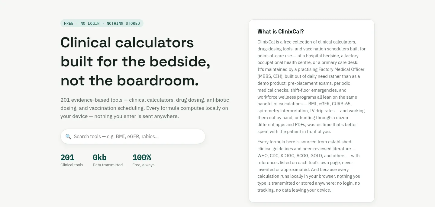clinixcal.com — a real Hero section