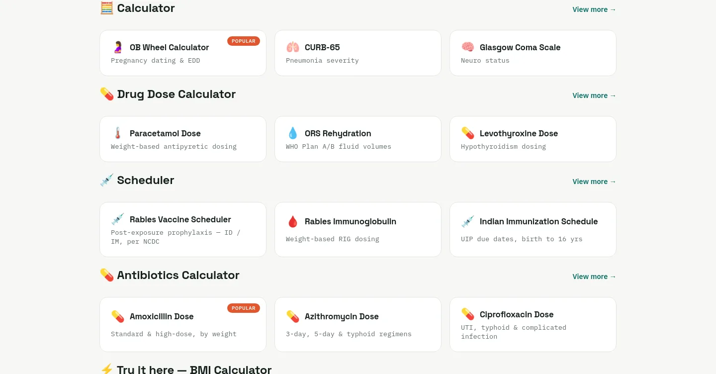 clinixcal.com — a real Features section
