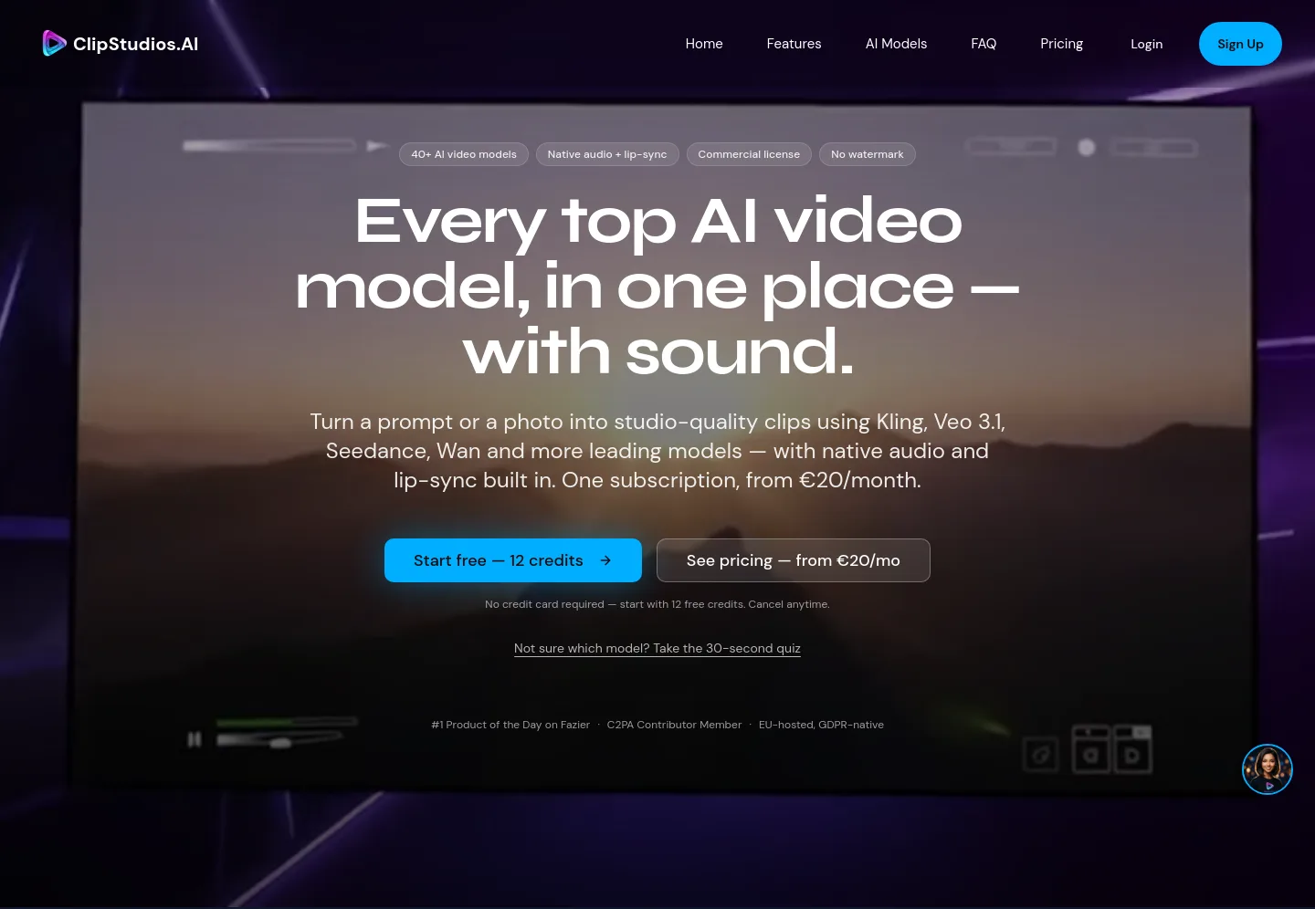 clipstudios.ai — a real Hero section
