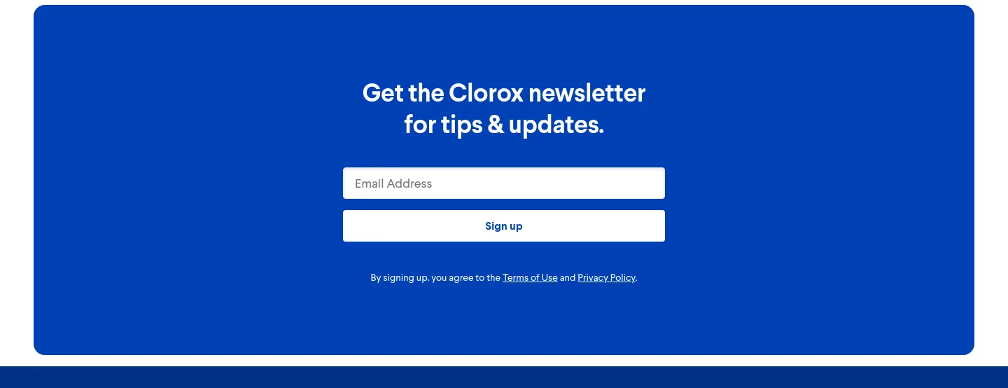 clorox.com Email Capture section