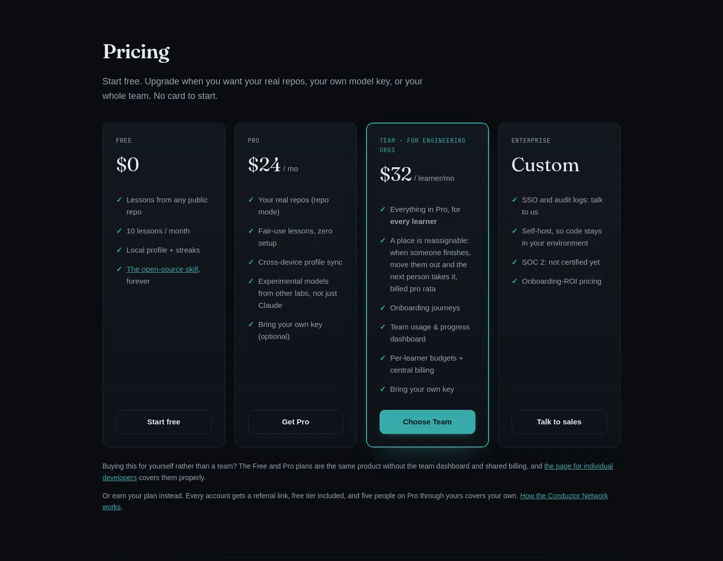 codetrain.ai Pricing section