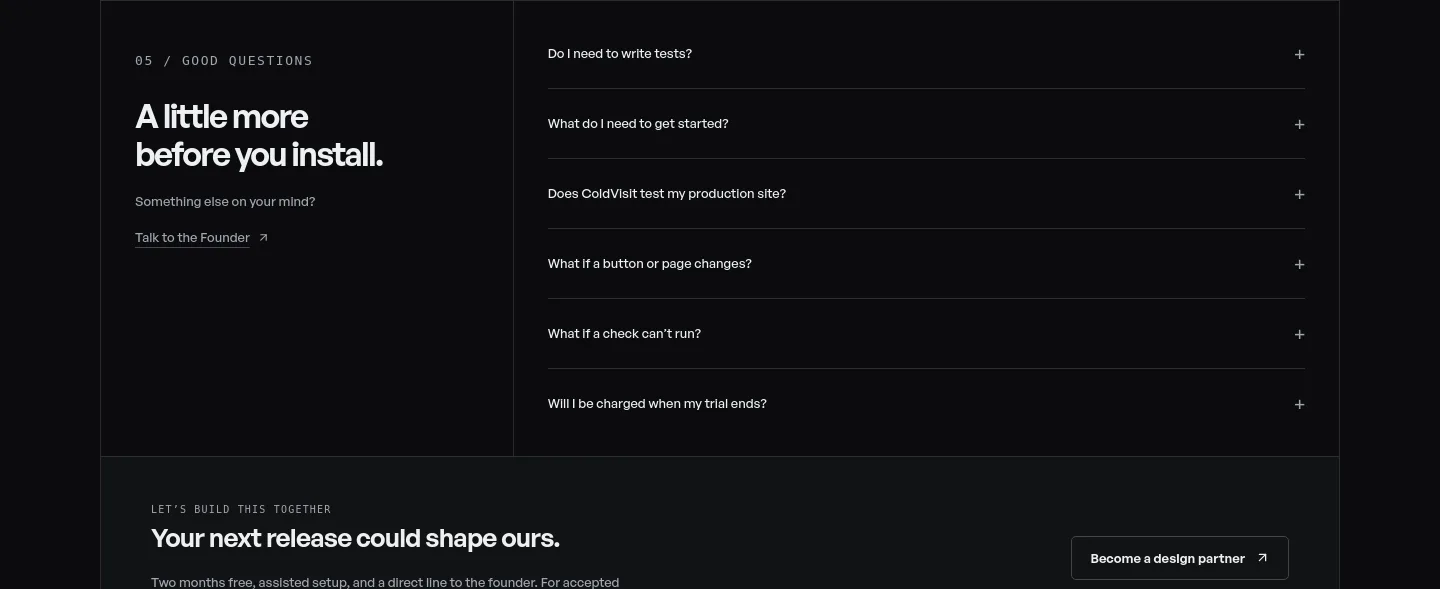 coldvisit.com FAQ section