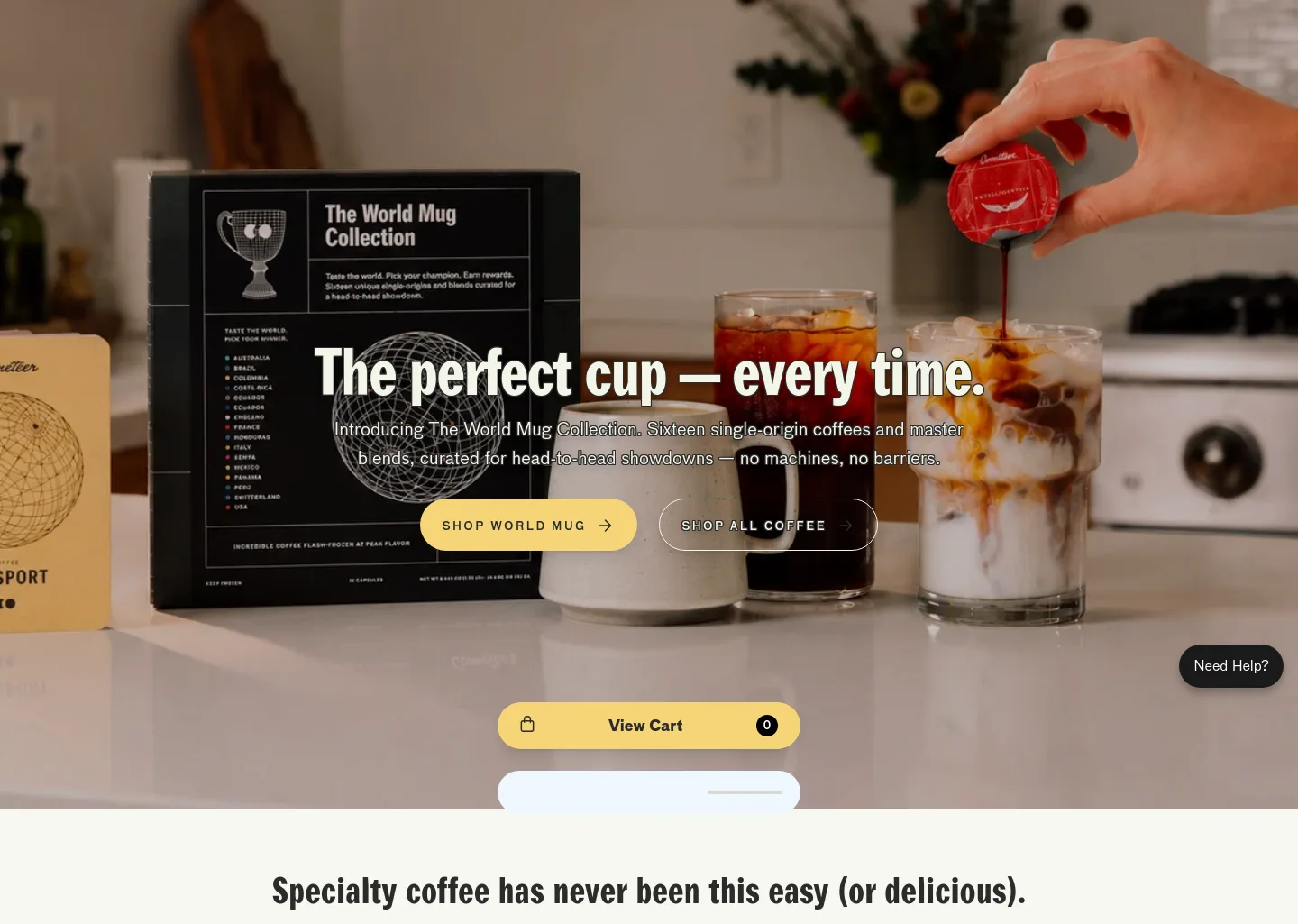 cometeer.com — a real Hero section