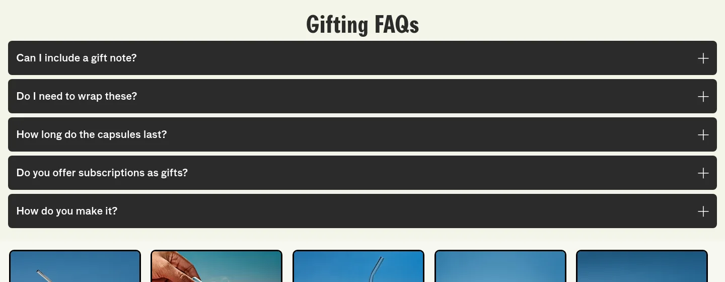 cometeer.com — a real FAQ section
