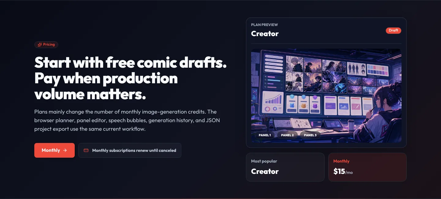 comicsmaker.net Hero section