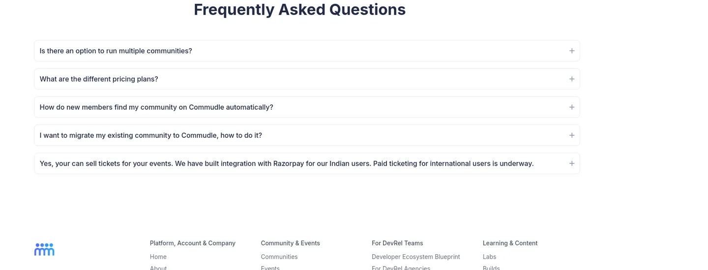 commudle.com FAQ section