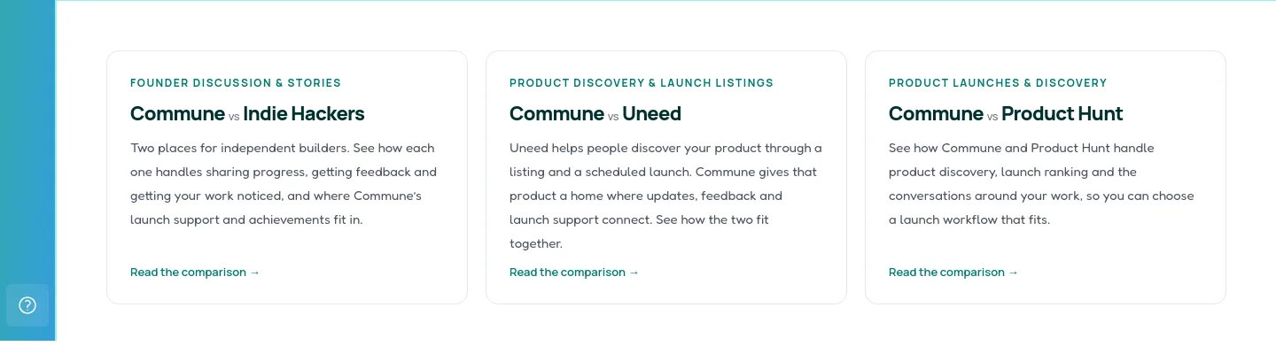 commune.build — a real Comparison section