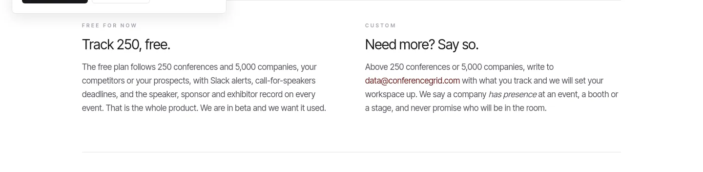 conferencegrid.com — a real Stats section