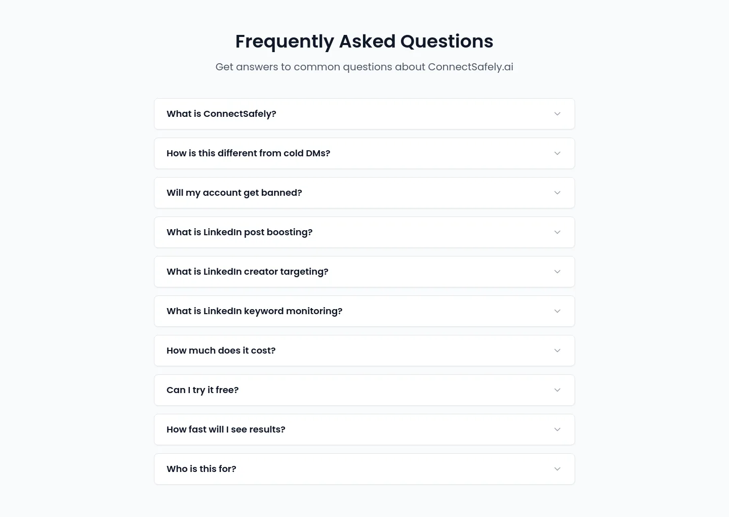 connectsafely.ai FAQ section