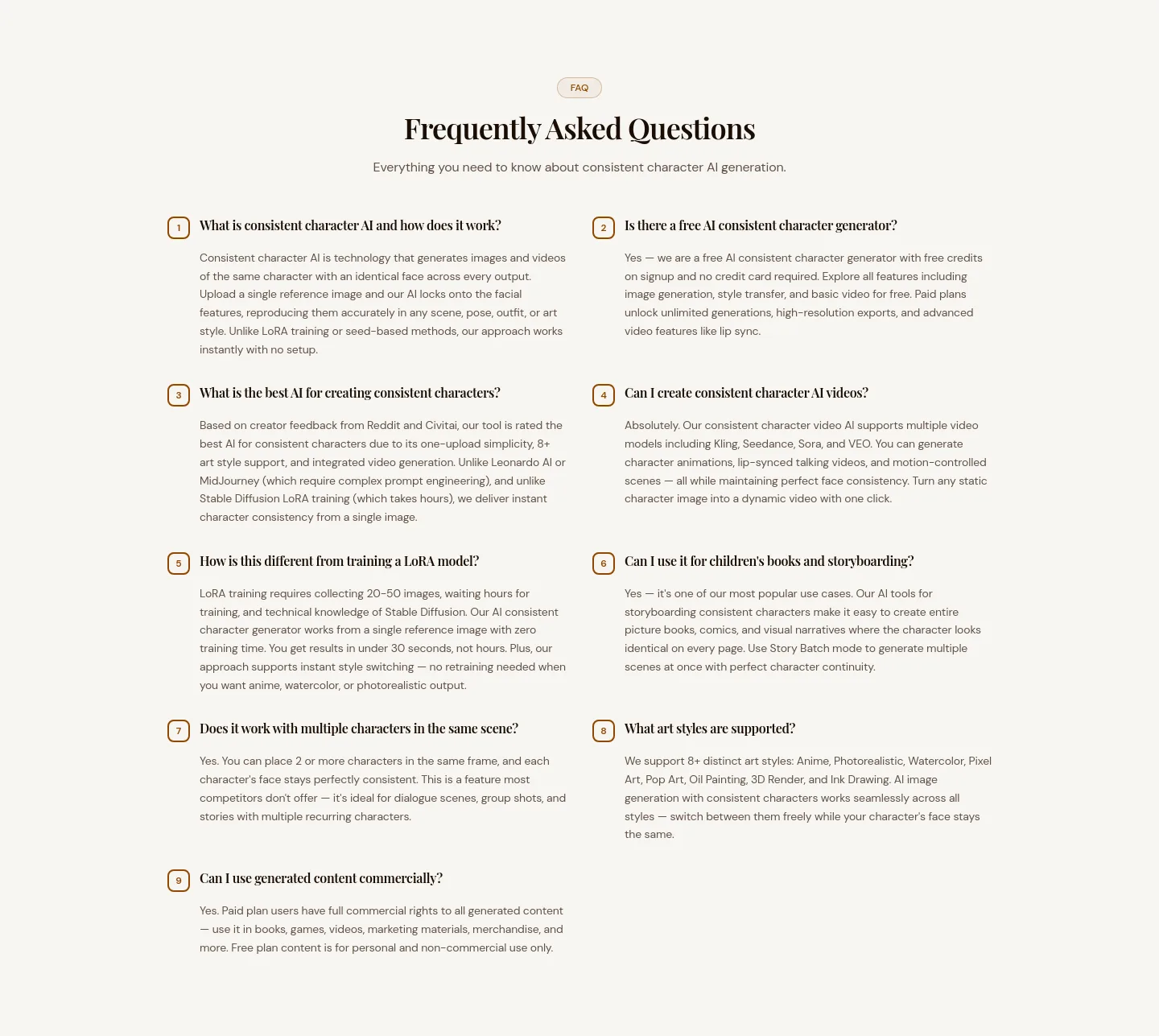 consistent-character-ai.com FAQ section