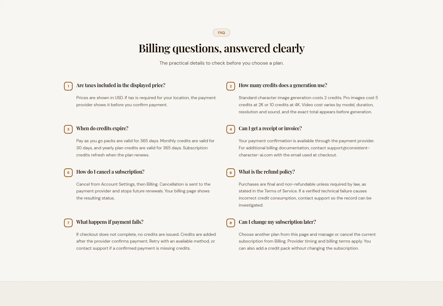 consistent-character-ai.com FAQ section