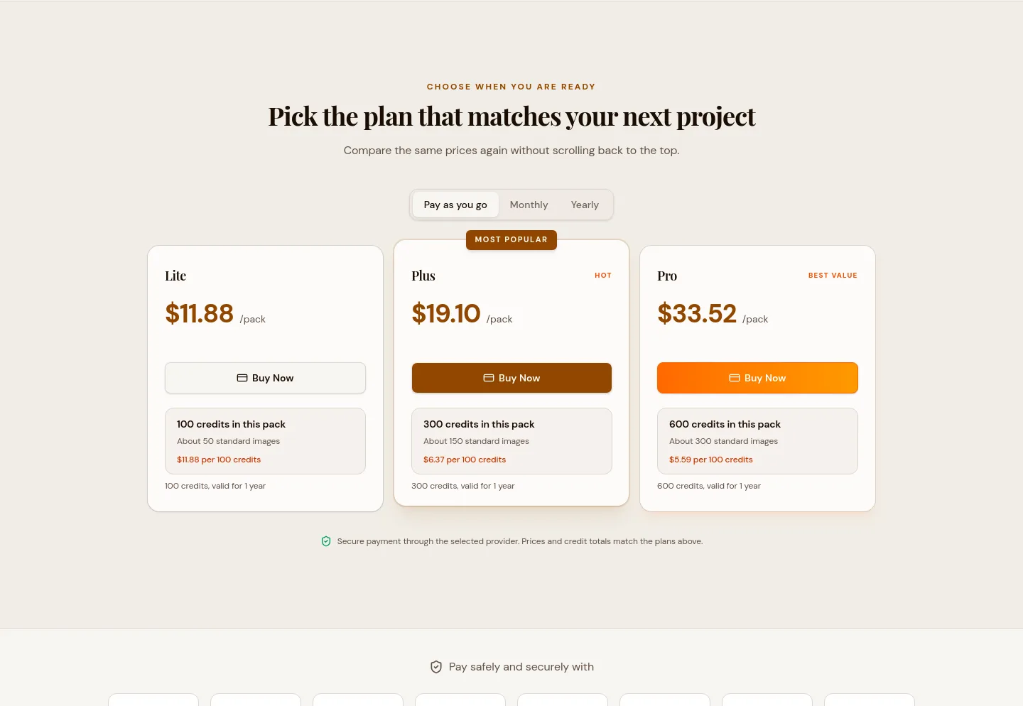 consistent-character-ai.com Pricing section
