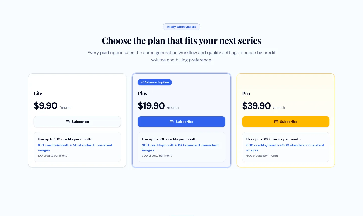 consistentcharacterai.org Pricing section