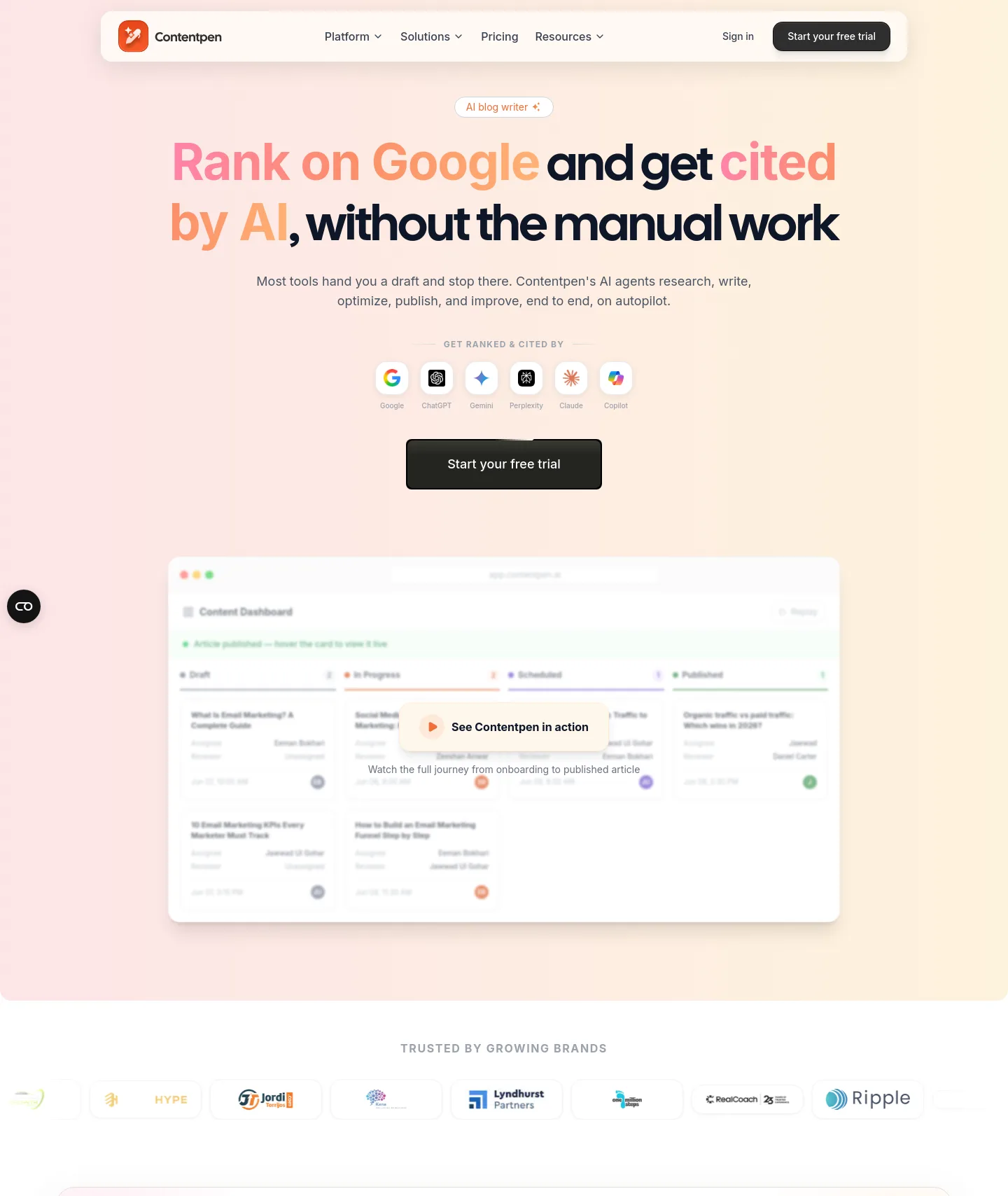 contentpen.ai — a real Hero section