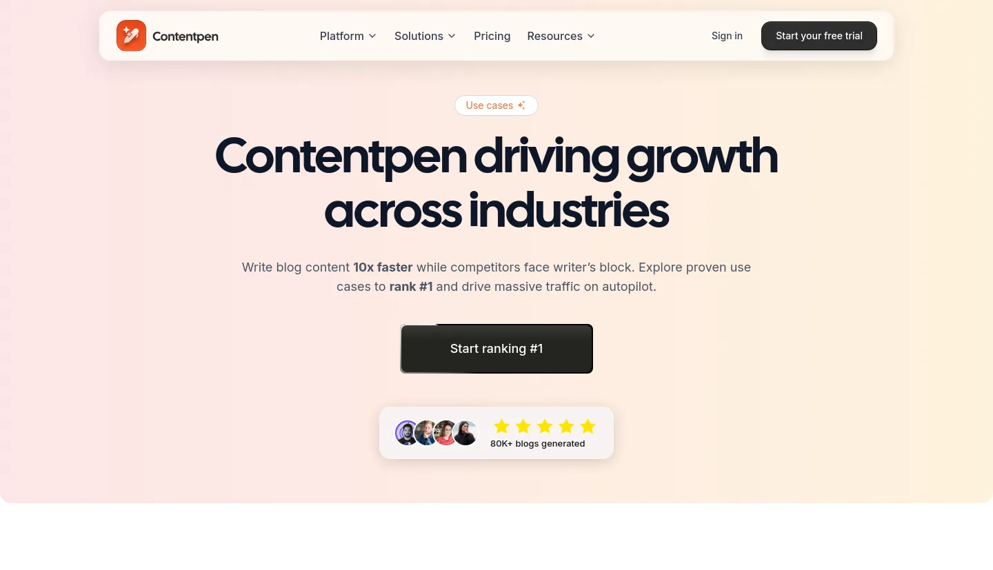 contentpen.ai Hero section
