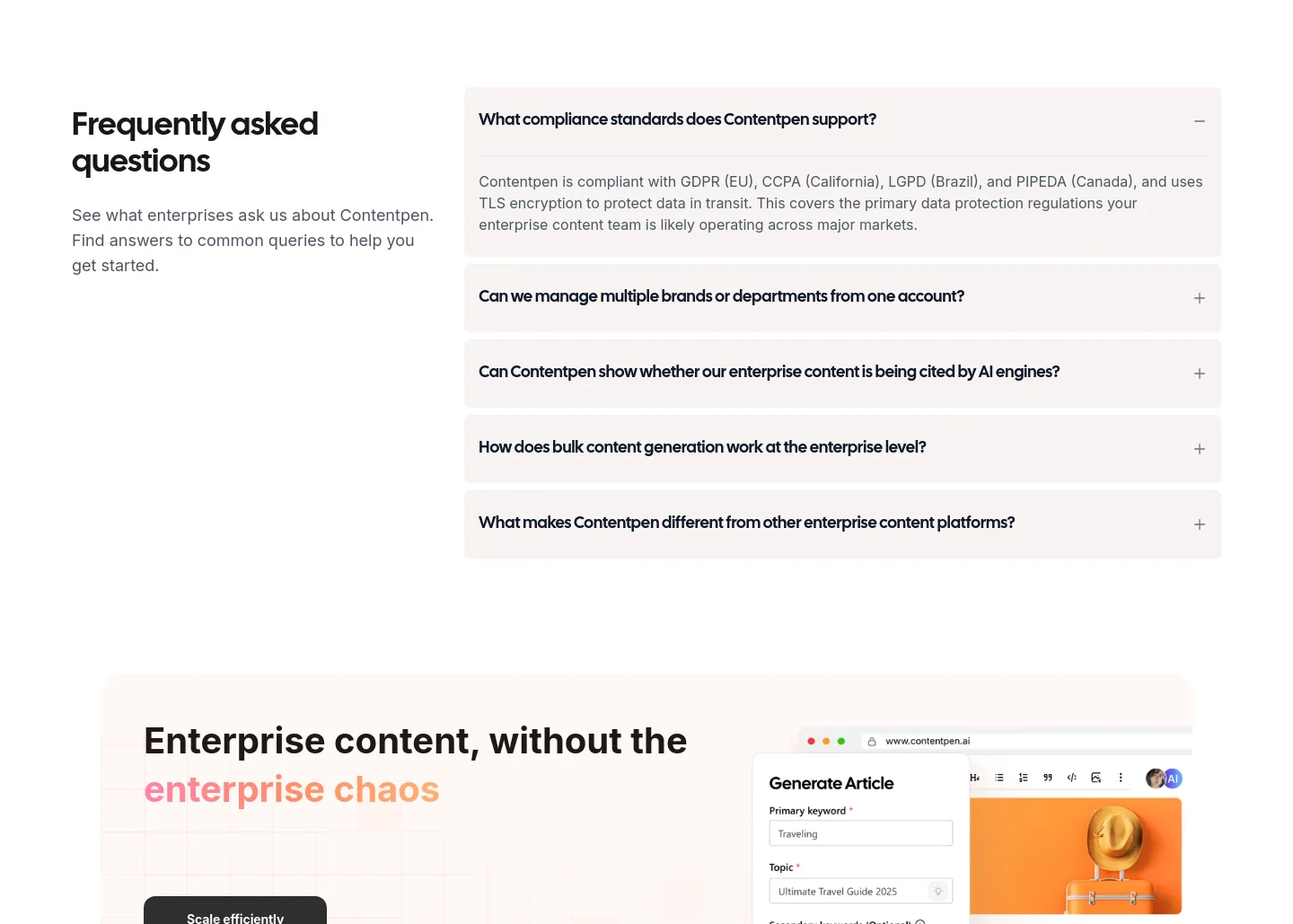 contentpen.ai FAQ section