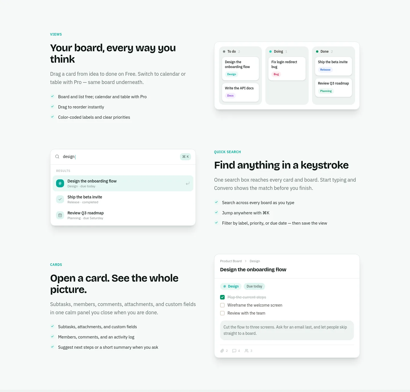 convero.xyz Features section
