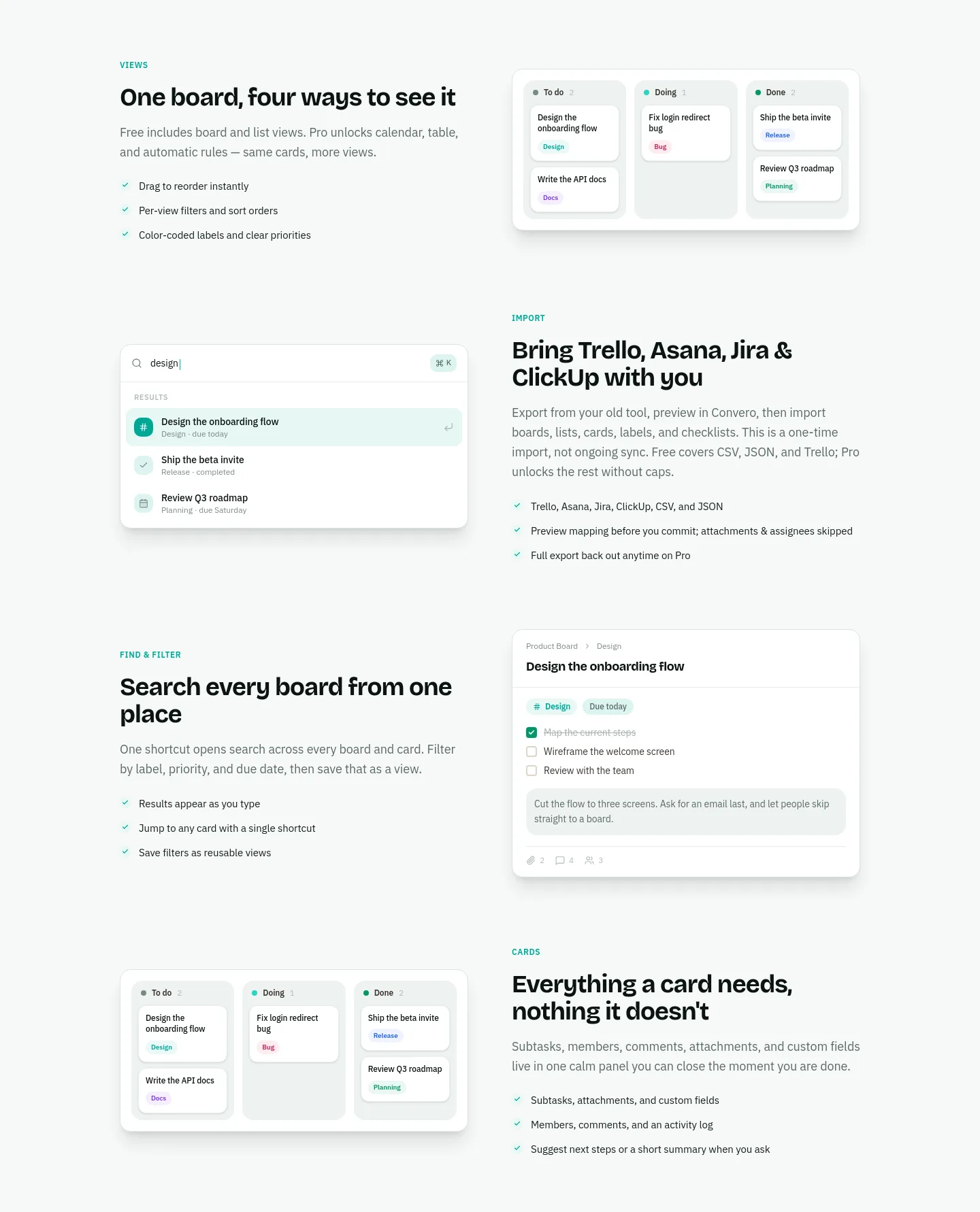 convero.xyz Features section