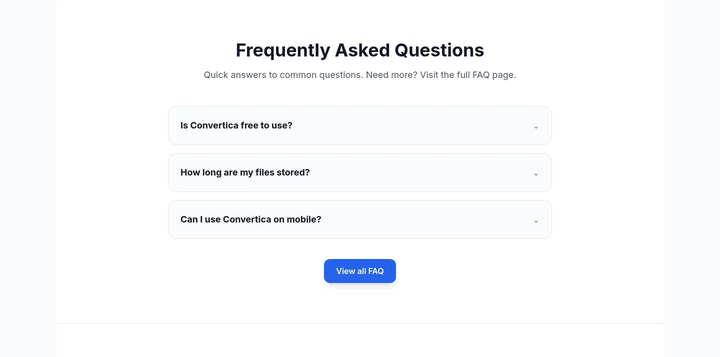 convertica.net FAQ section