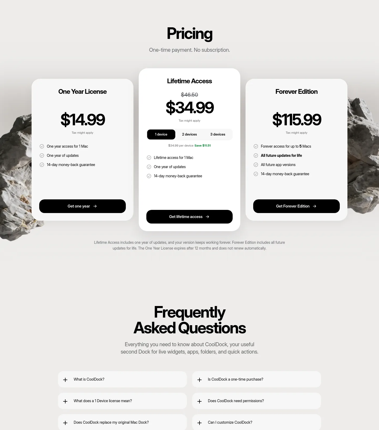 cooldock.app — a real Pricing section