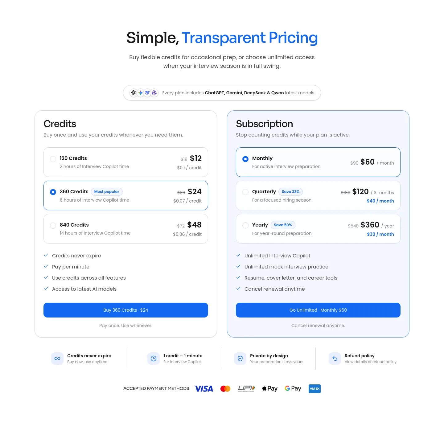 coprep.ai Pricing section