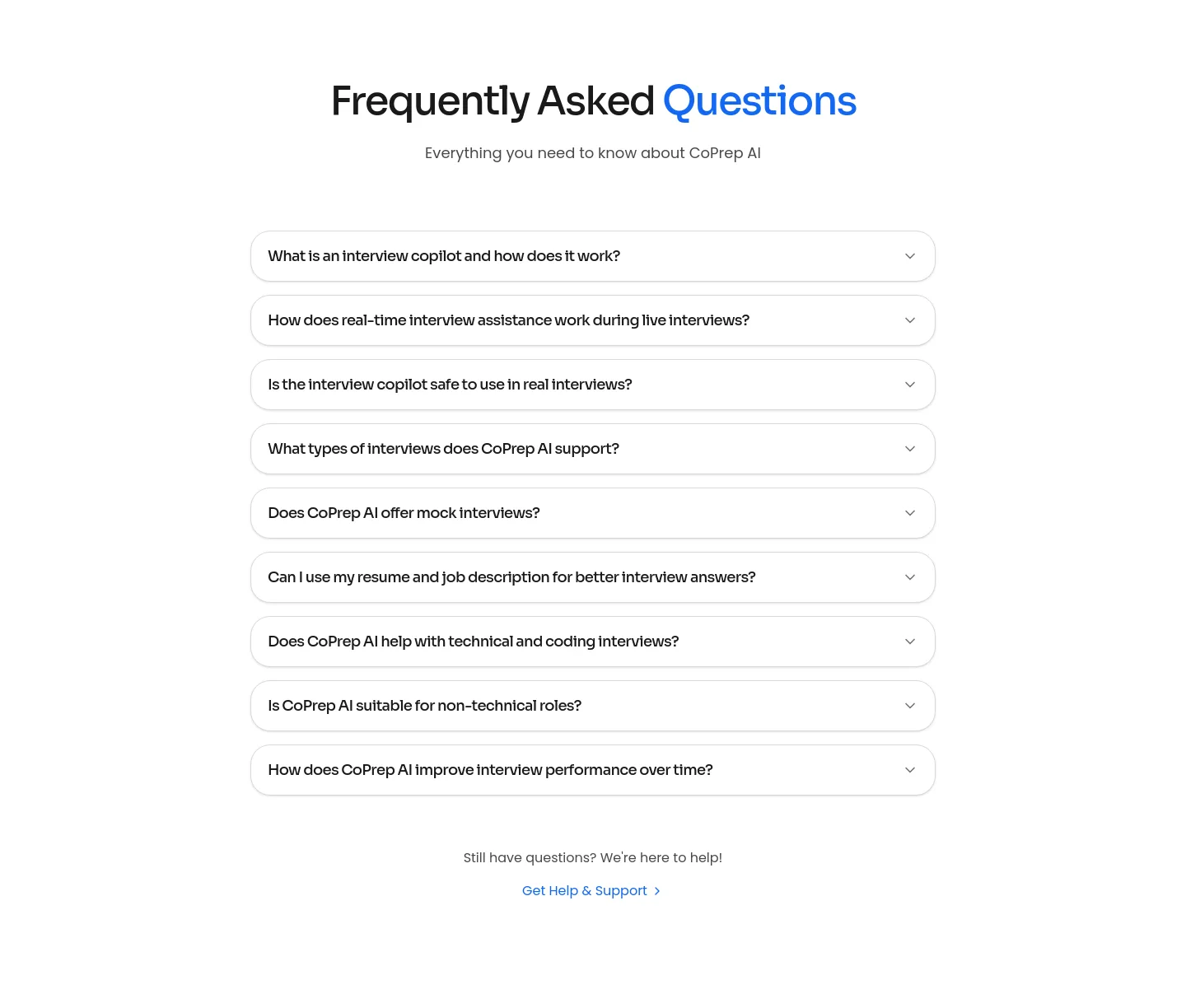 coprep.ai FAQ section