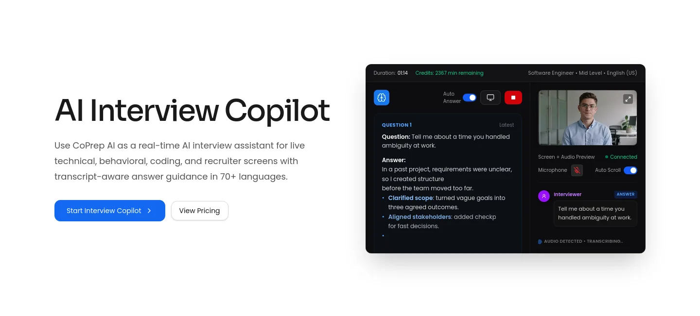 coprep.ai Hero section