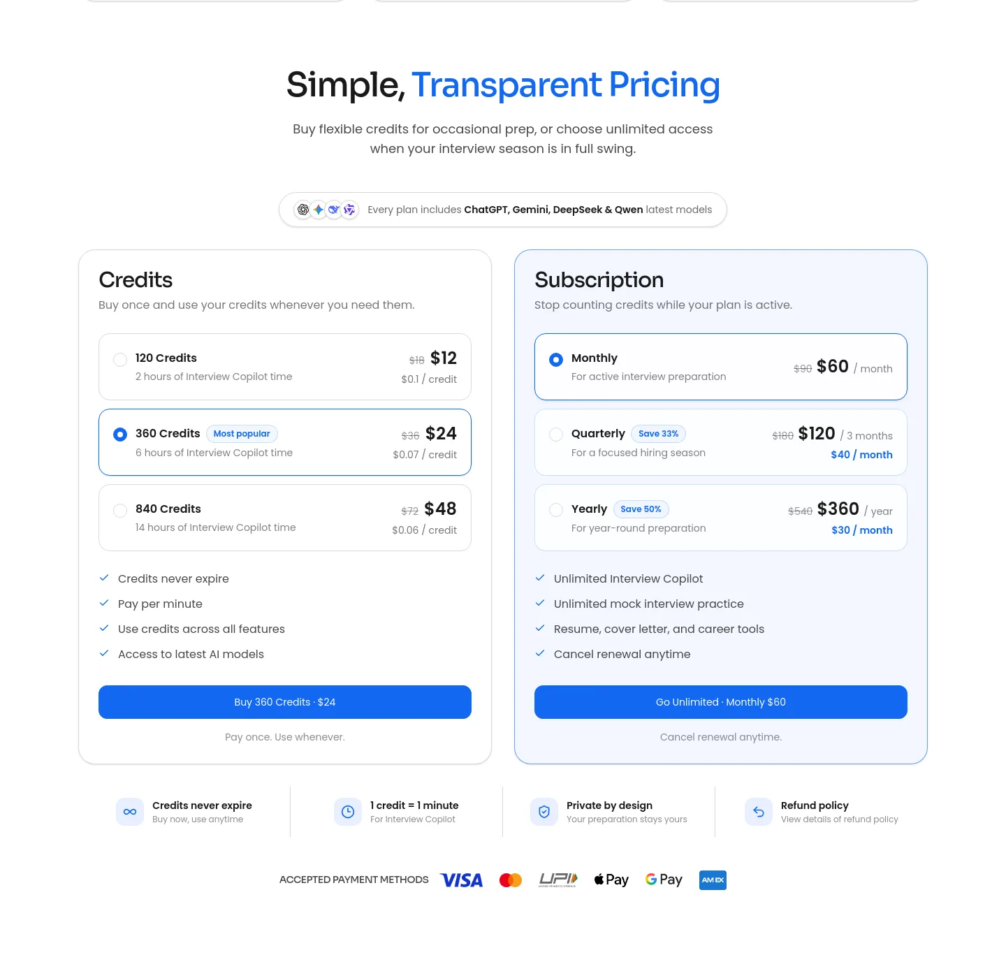 coprep.ai Pricing section