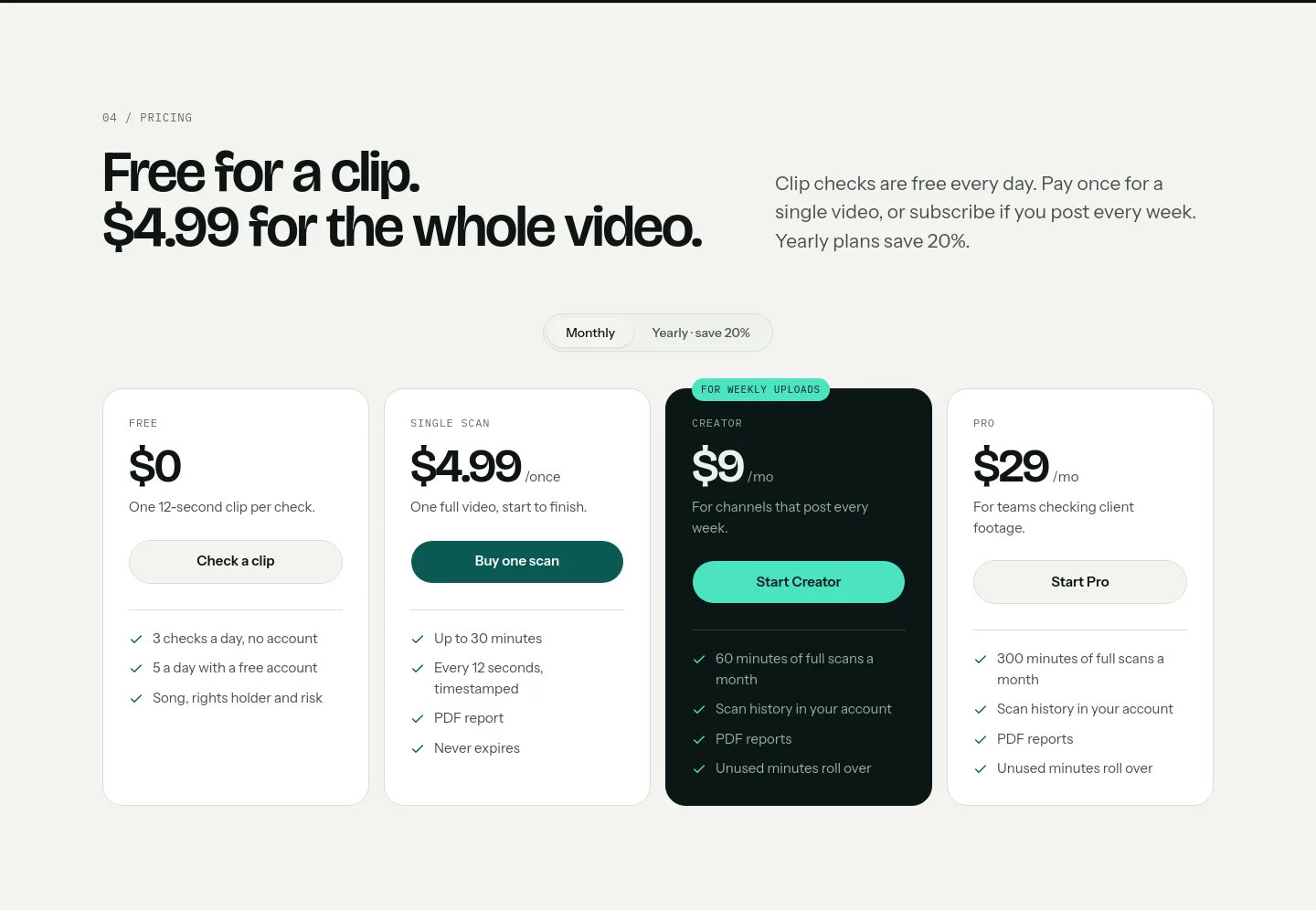 copyrightchecker.org — Pricing
