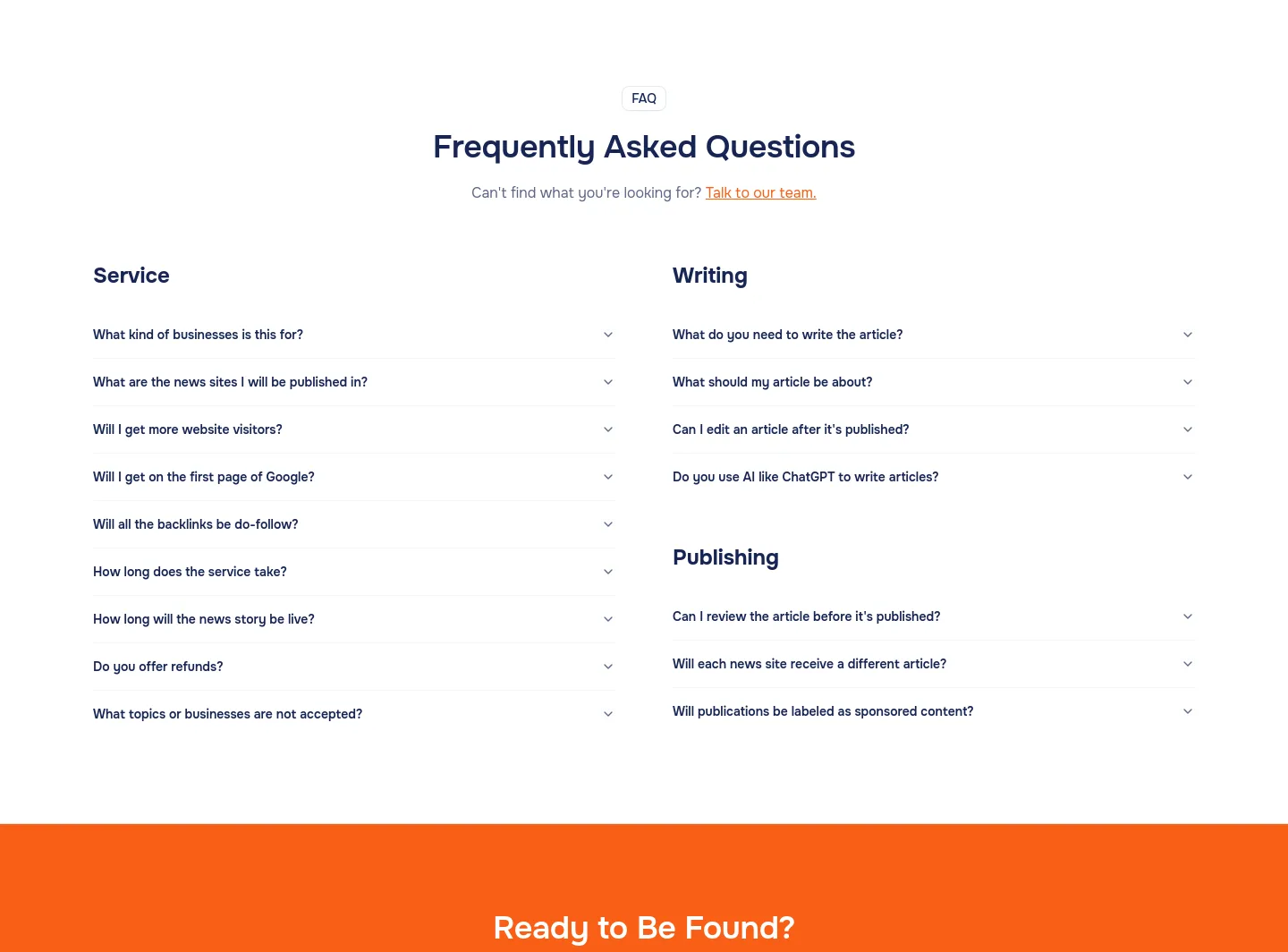 coveragepush.com FAQ section