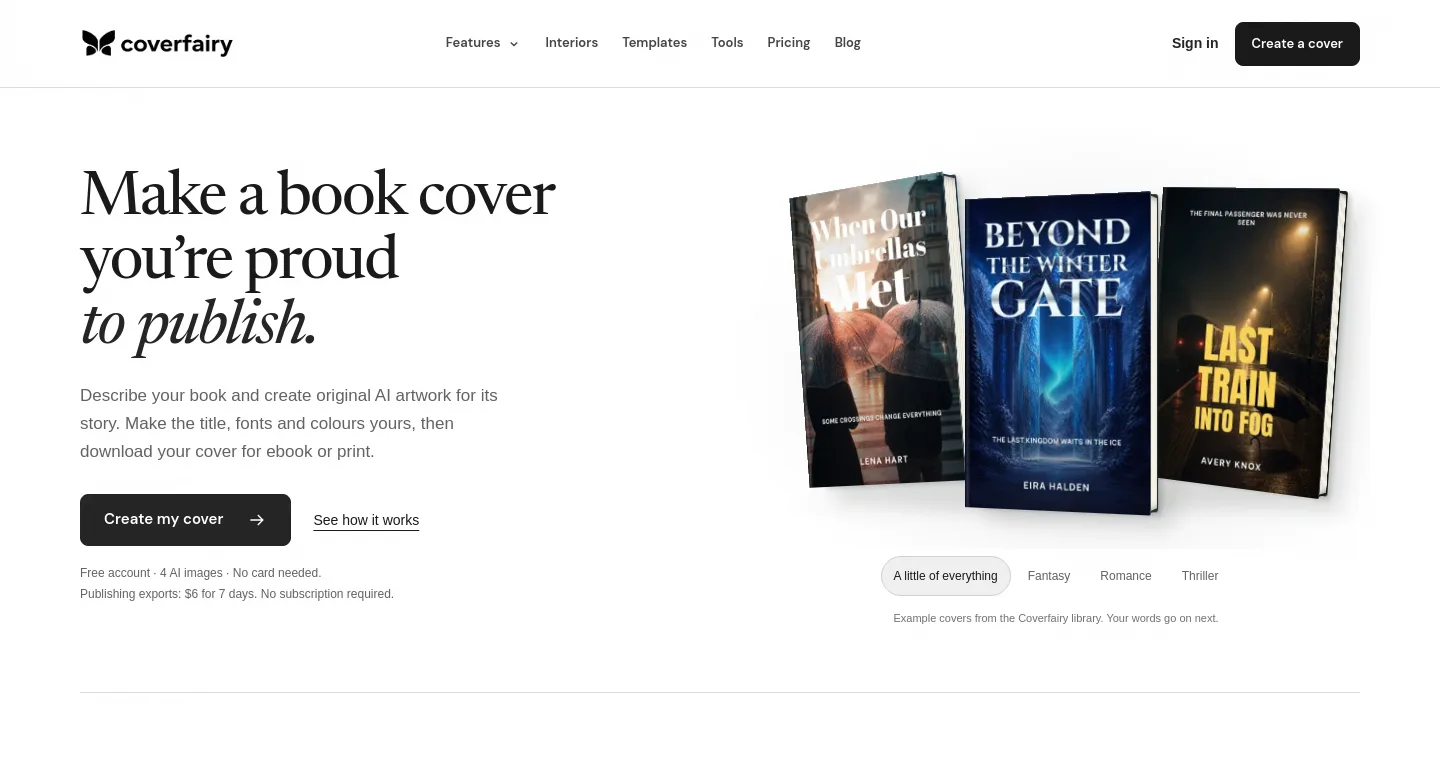 coverfairy.com — a measured funnel