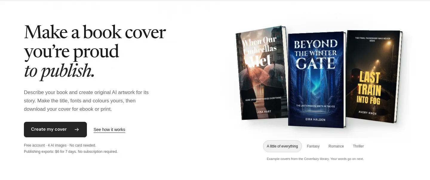 coverfairy.com — a real Hero section