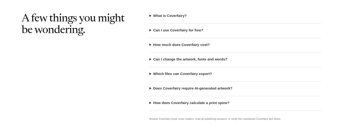 coverfairy.com FAQ section